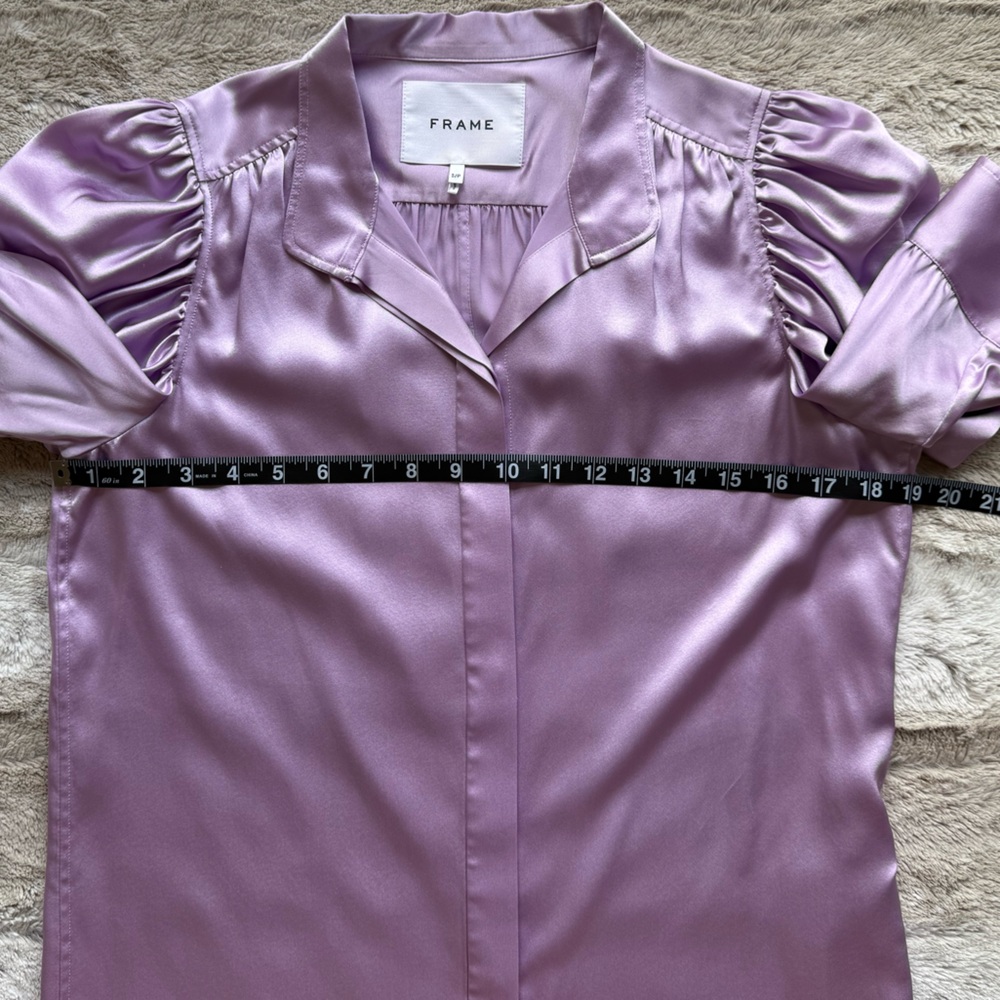FRAME Gillian Stretch Silk Blouse in Lilac Size S - Picture 12 of 16